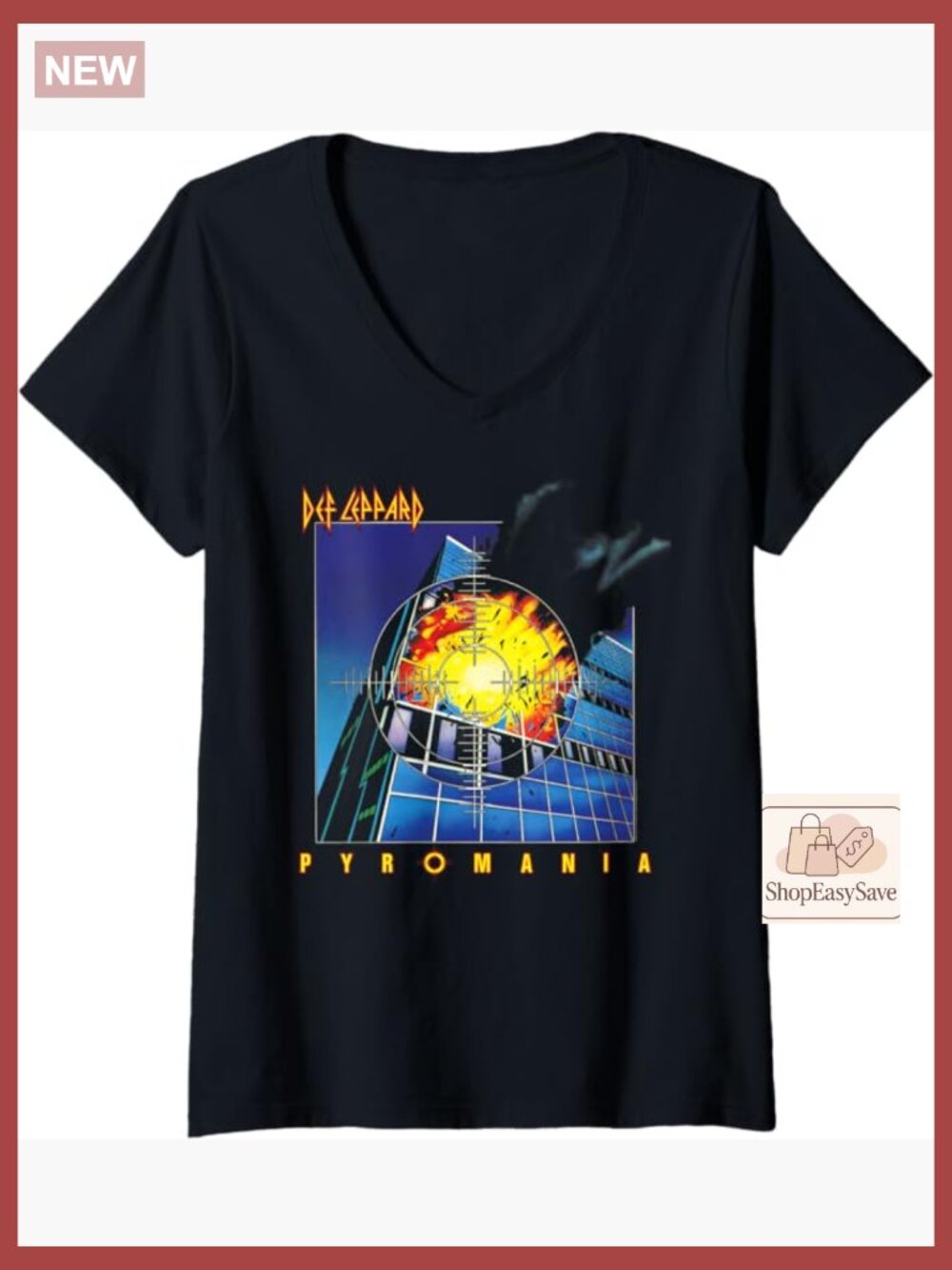 V-Neck T-Shirt Classic Fit Lightweight Rock Music Album Design Retro Style